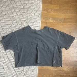 FP Movement by Free People Gray Short Sleeve Cropped Tee